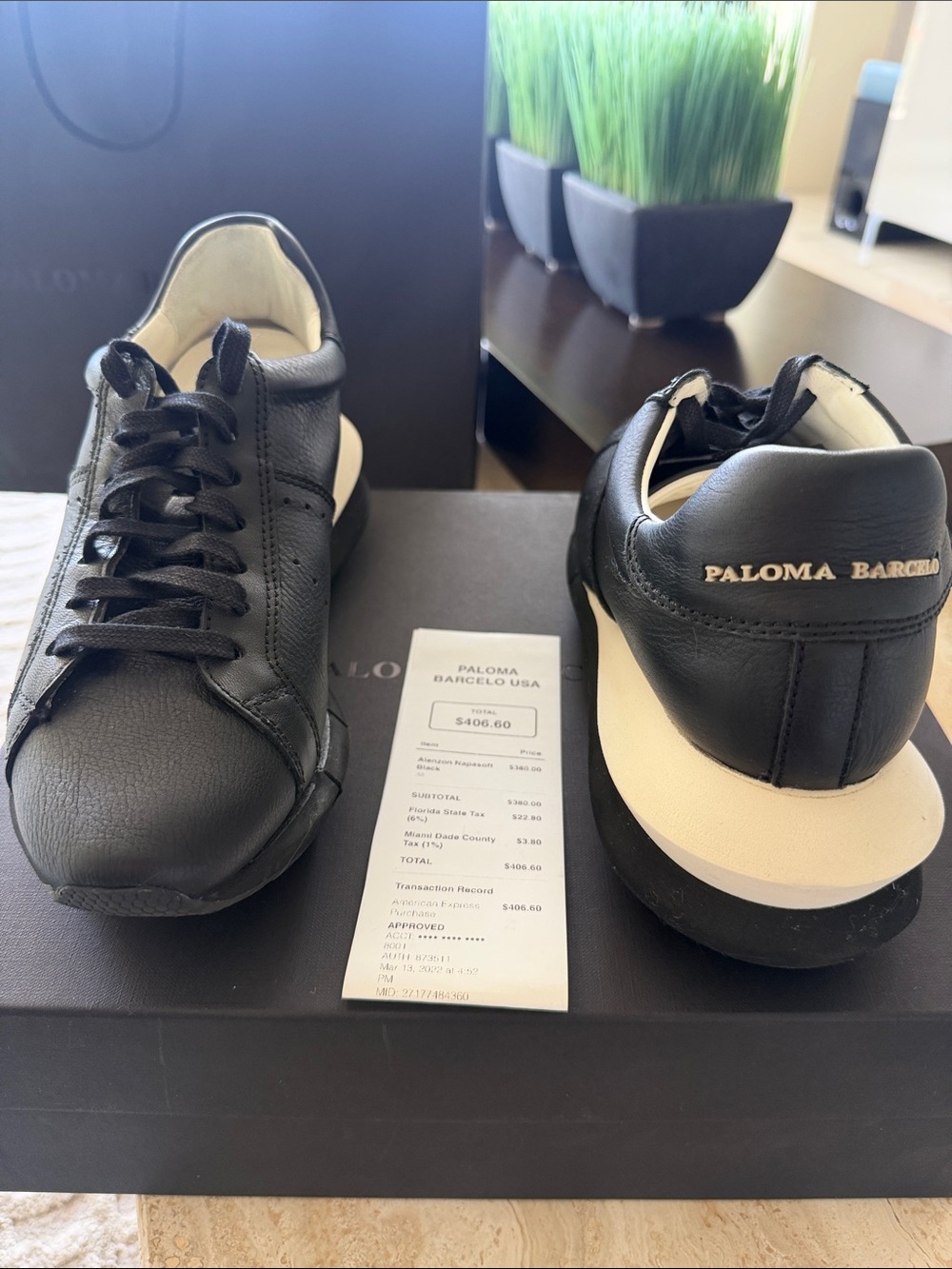 Paloma Barcelo Women’s Black Leather Lace-Up Sneakers LIKE NEW USED ONCE!